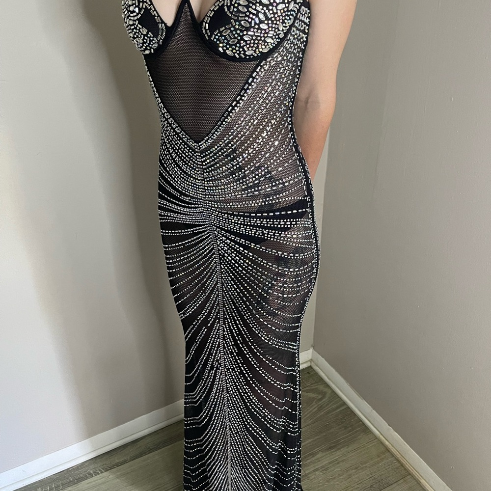 Elegant Black and Silver Evening Gown